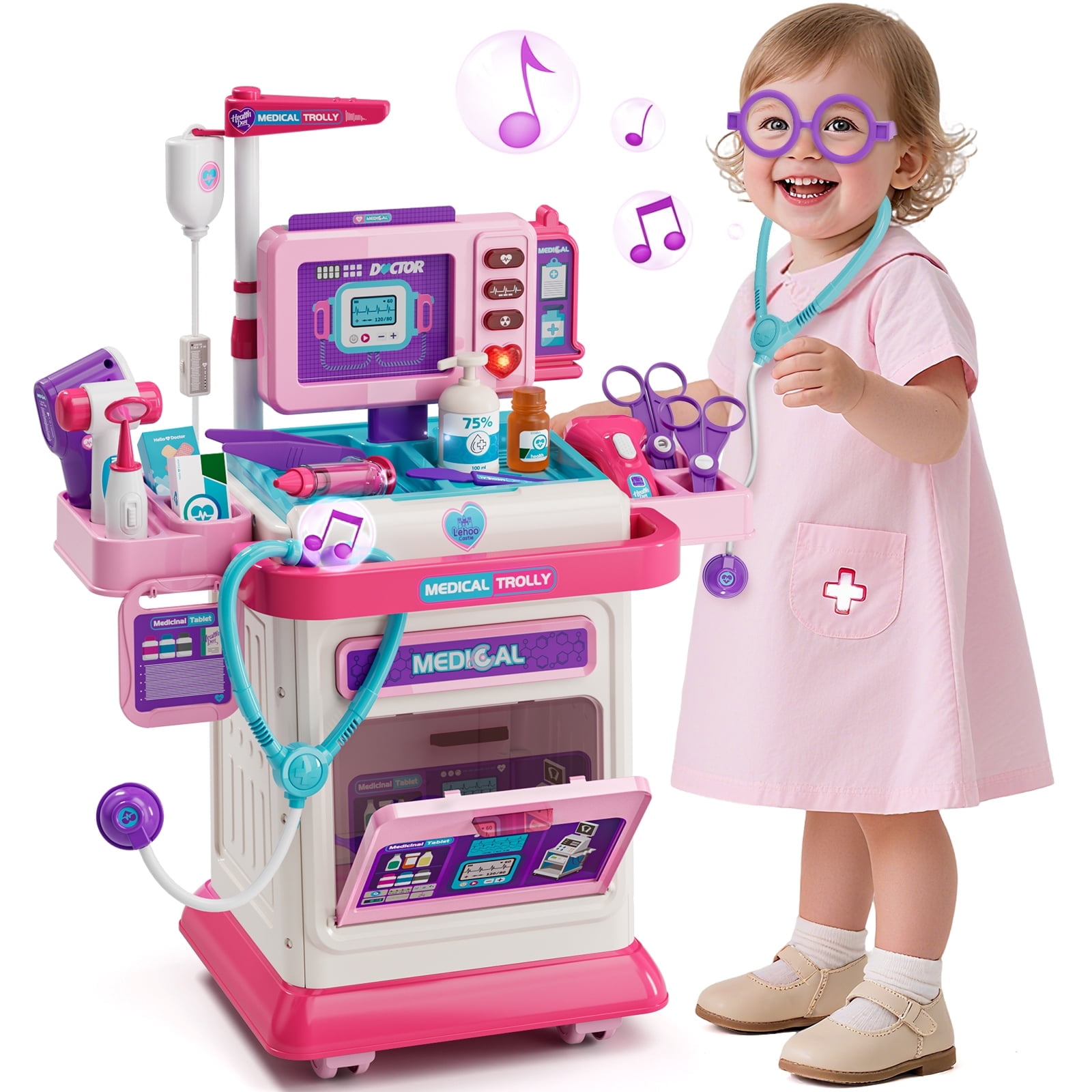 Doctor Kit for Toddlers 3-5, Pretend Play Medical Kit Toy, Toddler Medical Cart Toy with Sound & Medical Accessories for 2 3 4 5 Year Old Boys Girls, Doctor Kit Toy for Kids Birthday Gifts