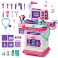 thumbnail image 1 of Doctor Kit for Kids with Realistic Light & Sound Effects, Pretend Mobile Medical Station, Role Play Medical Toy - Pink, 1 of 10