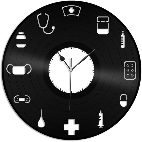 Doctor Nurse 3D Wall Clock Vinyl Wall Clock,Vinyl Record Clock Wall Art Unique Room Decorations Handmade Gift