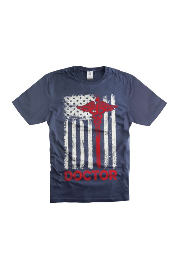Doctor Patriotic Shirt Doctor USA Flag Shirt Mens Womens Doctor Shirts Doctor Birthday Tee (Large Navy Blue)