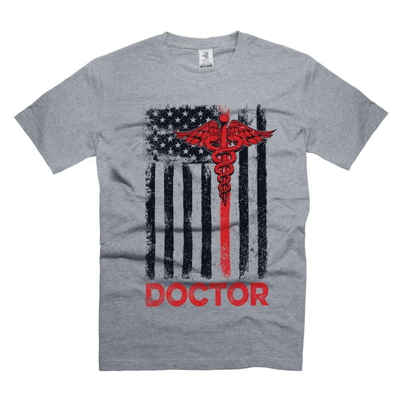 Doctor Patriotic Shirt Doctor USA Flag Shirt Mens Womens Doctor Shirts Doctor Birthday Tee (Medium Grey)