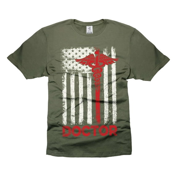 Doctor Patriotic Shirt Doctor USA Flag Shirt Mens Womens Doctor Shirts Doctor Birthday Tee (XX-Large Military Green)