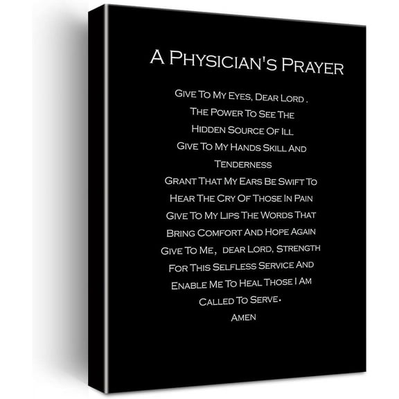 Doctor Physicians Gifts for Women Men, A Physician's Prayer Poster Canvas Wall Art Painting Ready to Hang for Home Office Decor Doctor Christian Gifts Graduation Gifts Easel & Hanging Hook