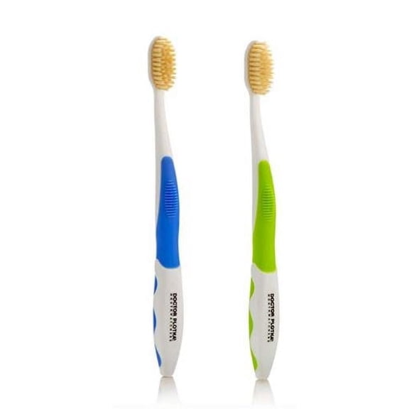 Doctor Plotka's Mouthwatchers Floss Bristle Silver Toothbrush, Adult, 2 Pack (Colors Vary)