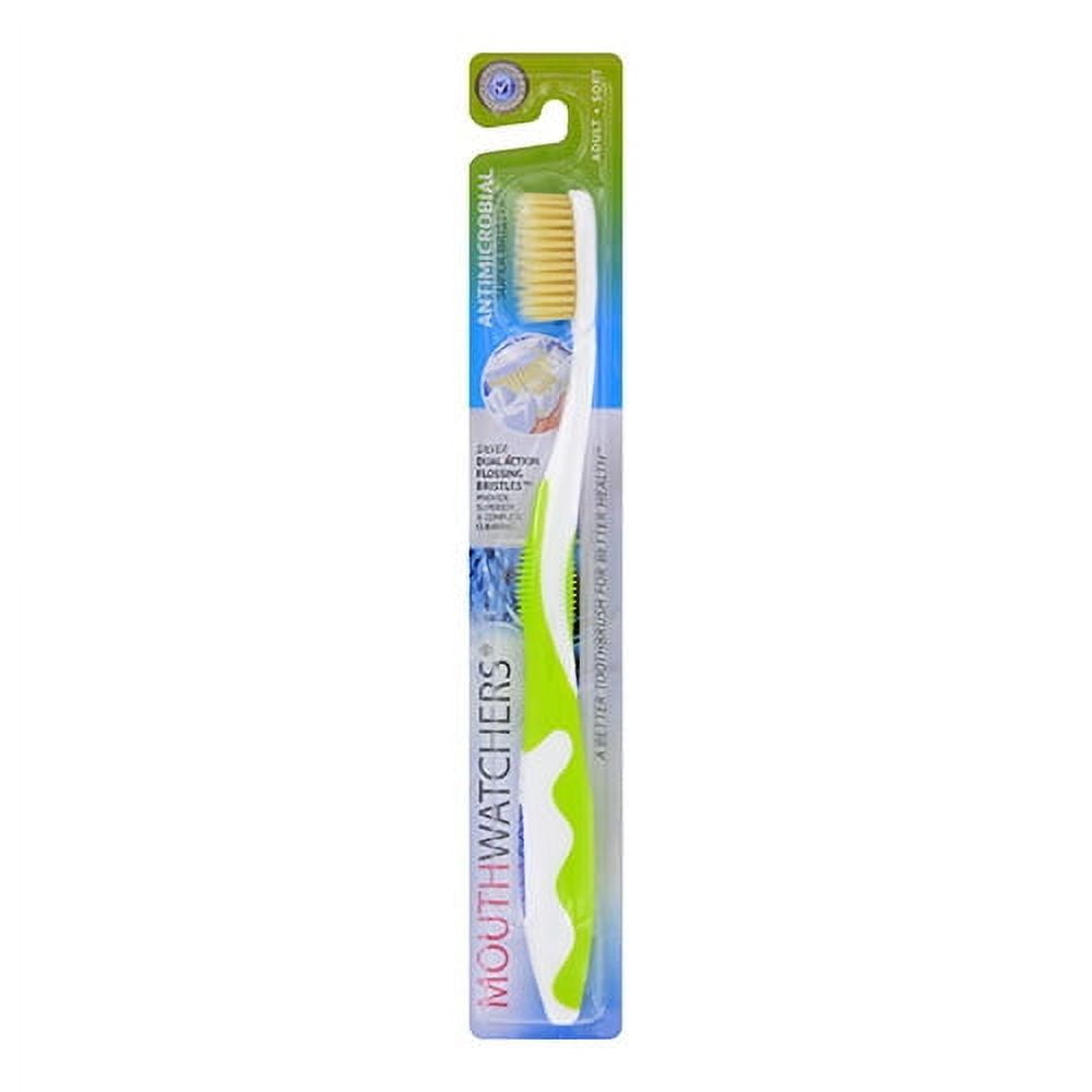 DOCTOR PLOTKA'S MOUTHWATCHERS Soft Flossing Toothbrush, 1 Green Manual Toothbrush for Adults, Ultra Clean, Good for Sensitive Teeth and Gums, By Dr. Plotka's