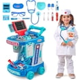 thumbnail image 1 of Sunforu Doctor Pretend Playset for Toddlers with Cart, Costume and Stethoscope, Role Play Medical Toy for Girls Boys 3,4,5,6 Birthday Gifts, 1 of 9