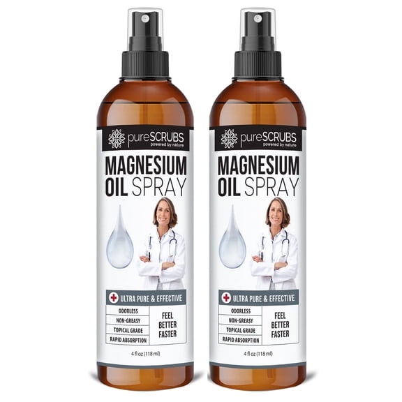 Doctor Recommended Magnesium Oil Spray Supplement - FEEL BETTER FASTER (4fl oz - 2 bottle value pack)