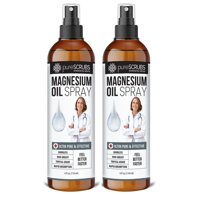 【５日・６日セール】KISTLER MAGNESIUM 653MHL pureSCRUBS Magnesium Oil Spray Supplement 4fl oz 2 Bottle