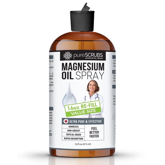 Doctor Recommended Magnesium Oil Spray Supplement  (Large 16oz Re-Fill)