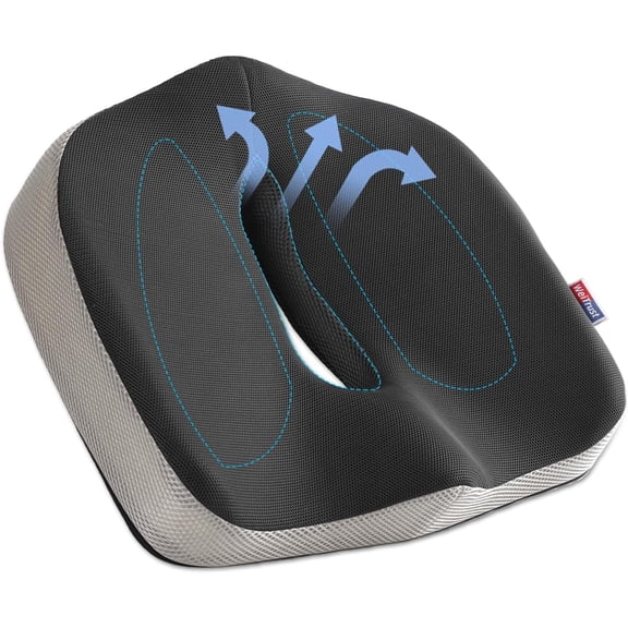 Doctor Recommended Seat Cushion for Tailbone & Sciatica Pain Relief - Memory Foam Coccyx Cushion for Office Chair, Car, Wheelchair - Ergonomic Design with Non-Slip Cover