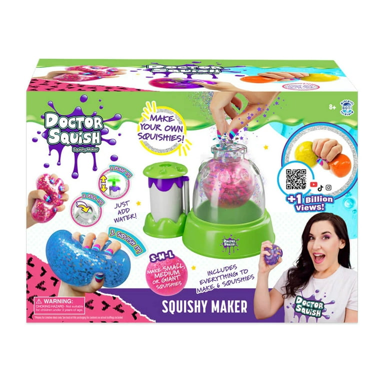 Doctor Squish: Squishy Maker, New Shiny Glitter Station Maker, Decorate  with Confetti, Sparkles & Colored Ink, Variety of Sizes, Just Add Water to