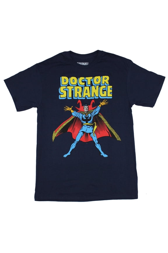 Doctor Strange (Marvel Comics) Mens T-Shirt - Casting Spells Under Classic Logo (X-Large)