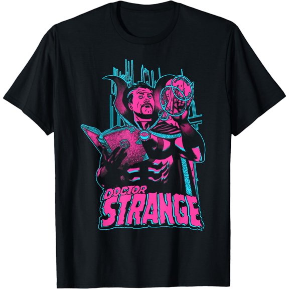 Doctor Strange Retro Colorful Spell Portrait DTG Print Unisex T-Shirt,Black Color,Size M