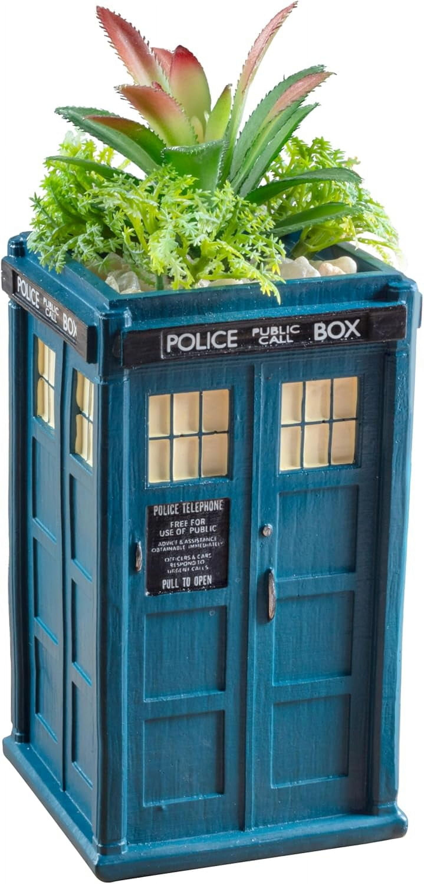 Doctor Who Tardis Indoor Planter for Real & Faux Plants & Succulents, 6" Ceramic - Special Dr. Who Decor for Home, Office - Officially Licensed - Gift for Teens, Adults, Father's Day