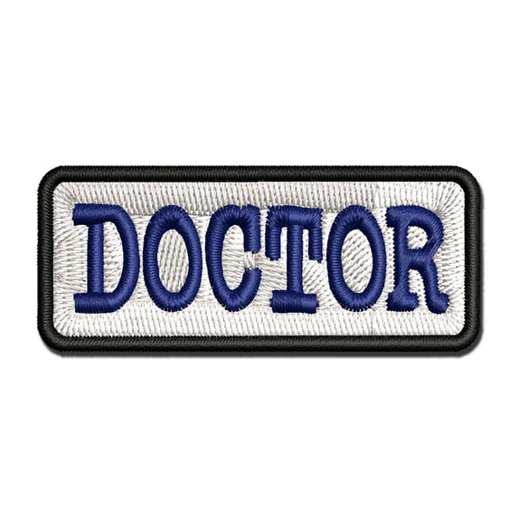 Doctor Text Applique Multi-Color Embroidered Iron-On Patch - 2.0 Inch Mini
