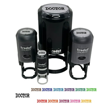 Doctor Text Self-Inking Rubber Stamp Ink Stamper - Black Ink - Mini 1/2 Inch