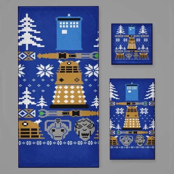 Doctor Ugly Sweater Who Bath Towel Sets For Bathroom Hand Towels Fingertip Towels 3 Piece Soft Absorbent For Bathroom Kitchen Hotel Beach