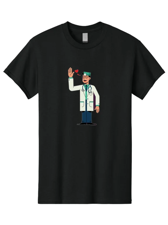Doctor-Waving-4 Mens Graphic Tee, 100% Cotton, Casual Summer Wear
