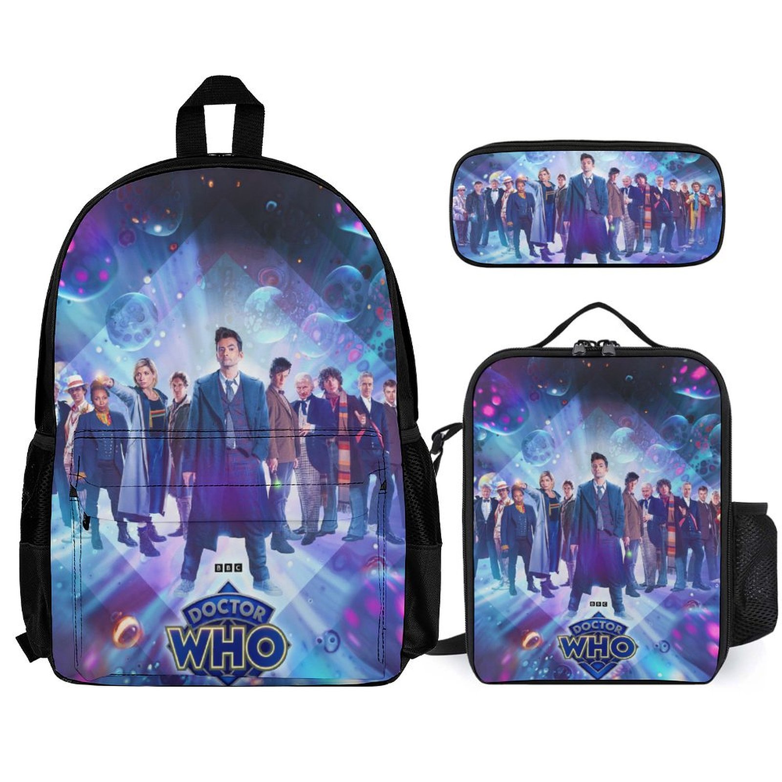 Doctor Who Backpacks 3 Piece Set Bookbag with Lunch Bag And Pencil Case
