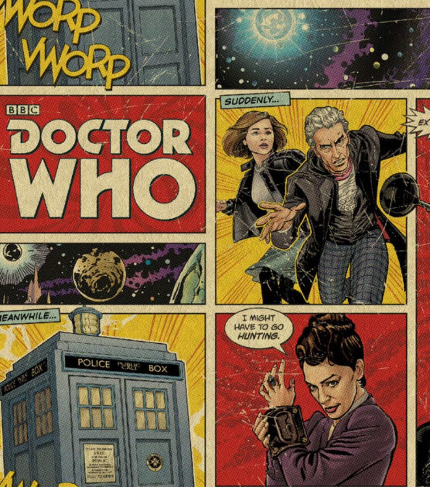 Doctor Who Comic Book Patch Fleece Fabric - Walmart.com