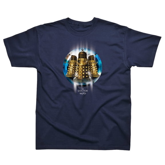 Doctor Who Cotton SS T-Shirt ~ Gold Daleks navy