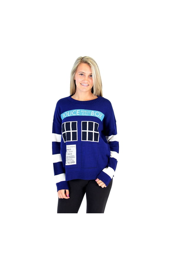 Doctor Who Junior's Blue TARDIS Sweater, Large
