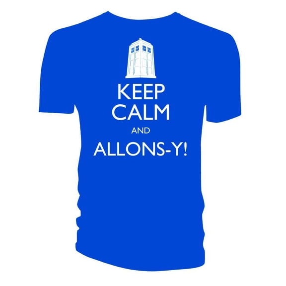 Doctor Who Keep Calm And Allons-Y Mens Blue T-Shirt | S
