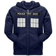DOCTOR WHO Large TARDIS Men's Navy Blue Zip Hoodie
