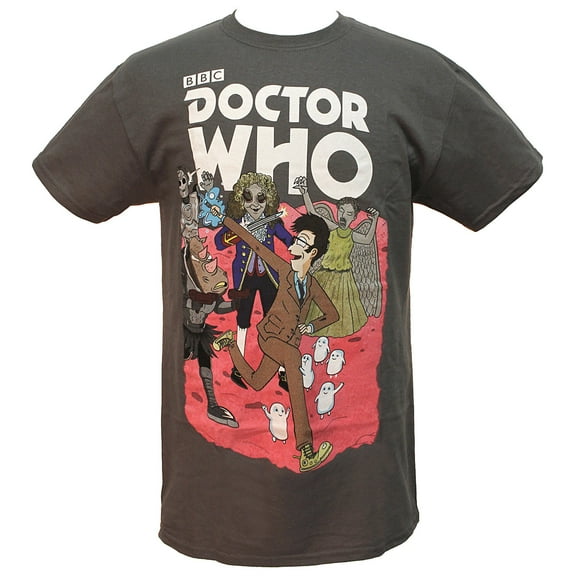 Doctor Who Mens T-Shirt - 10th Doctor Comic Style Monster Mayhem Image (Small)