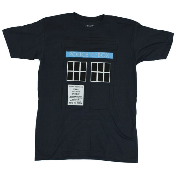 Doctor Who Mens T-Shirt - Giant Police Call Public Box 2 Sided Image (Large)