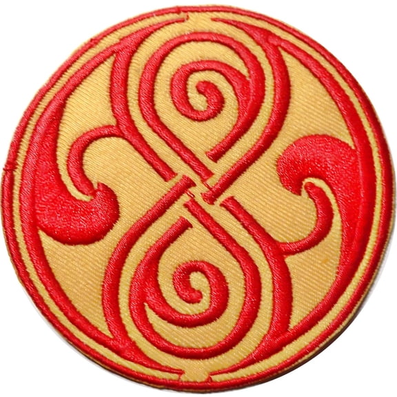 Doctor Who Seal Of Rassilon Red Yellow 3.5" Wide Embroidered Patch