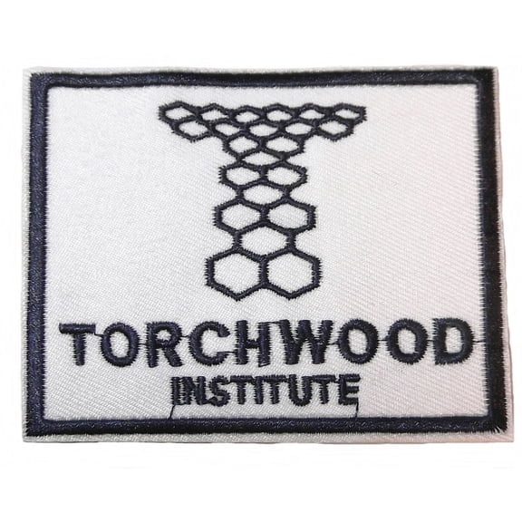 Doctor Who TORCHWOOD INSTITUTE 3 1/2" Wide Black on White Embroidered PATCH