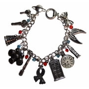Doctor Who TV Series Silvertone Assorted Themed Metal Charm Bracelet