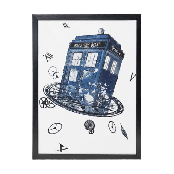 Doctor Who Tardis Breaking The Time Black Framed Canvas Wall Art Fashion Decor, 12x16in Wall Decor For Living Room, Bedroom, Office