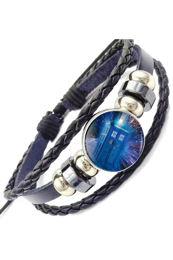 Doctor Who Tardis Glass Domed Symbol Braided Bracelet