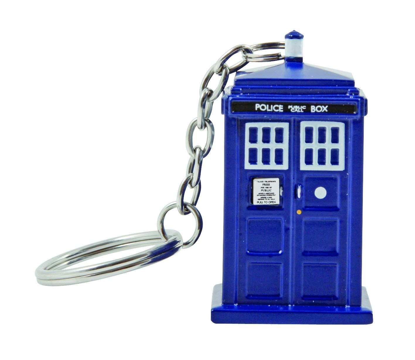 Dr Who Inspiration: Silver Tardis Phone Box Charm Key Ring.