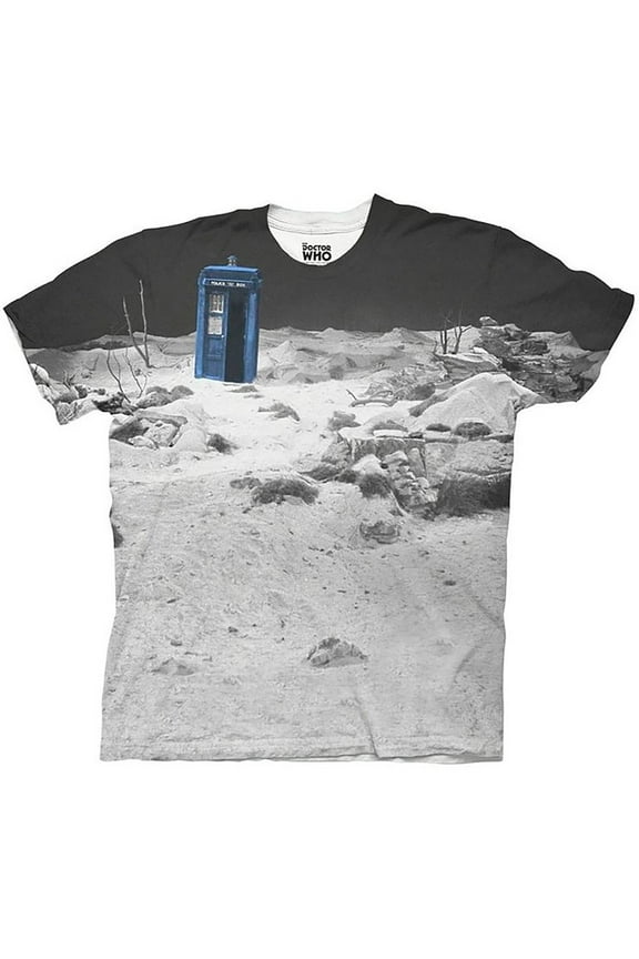 Doctor Who Tardis Prehistoric Earth Adult White Sublimation T-Shirt