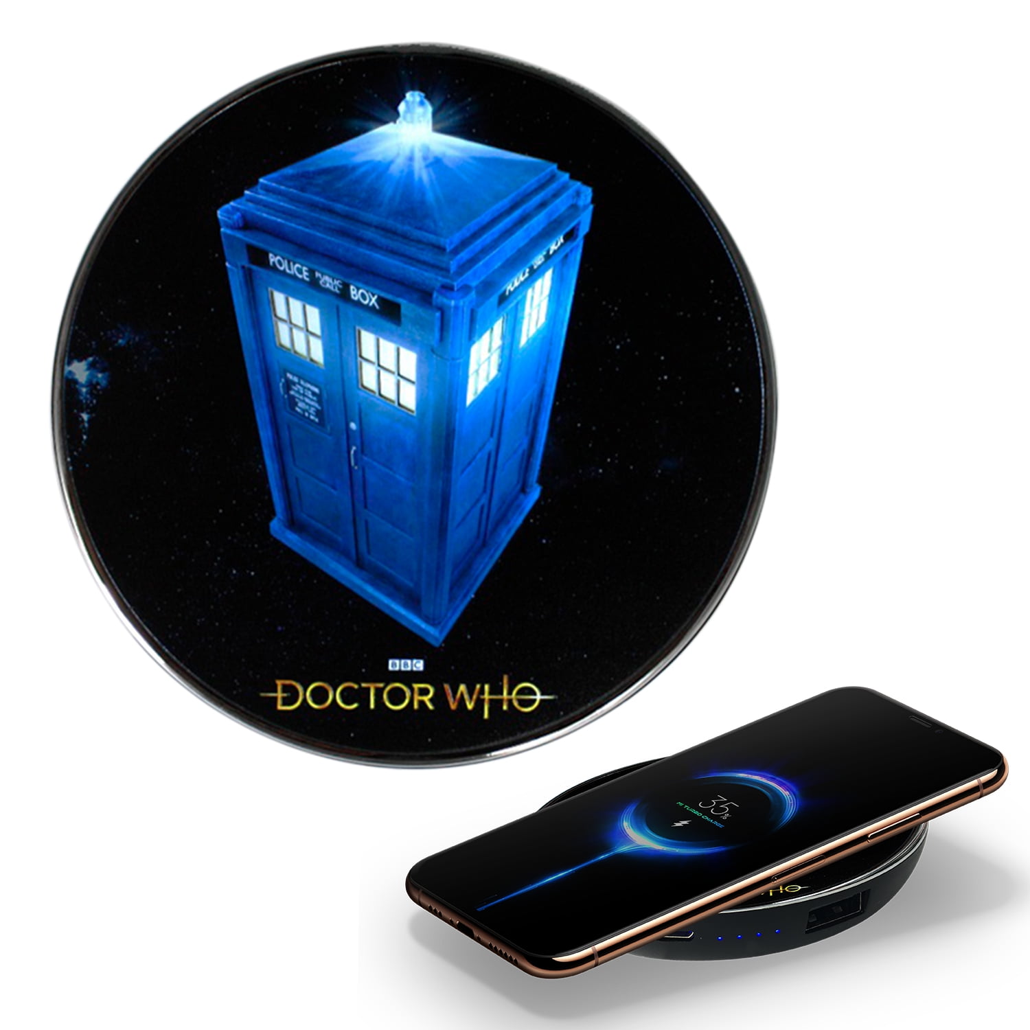 FameTek Doctor Who TARDIS Wireless Charger, Qi Charging Pad with