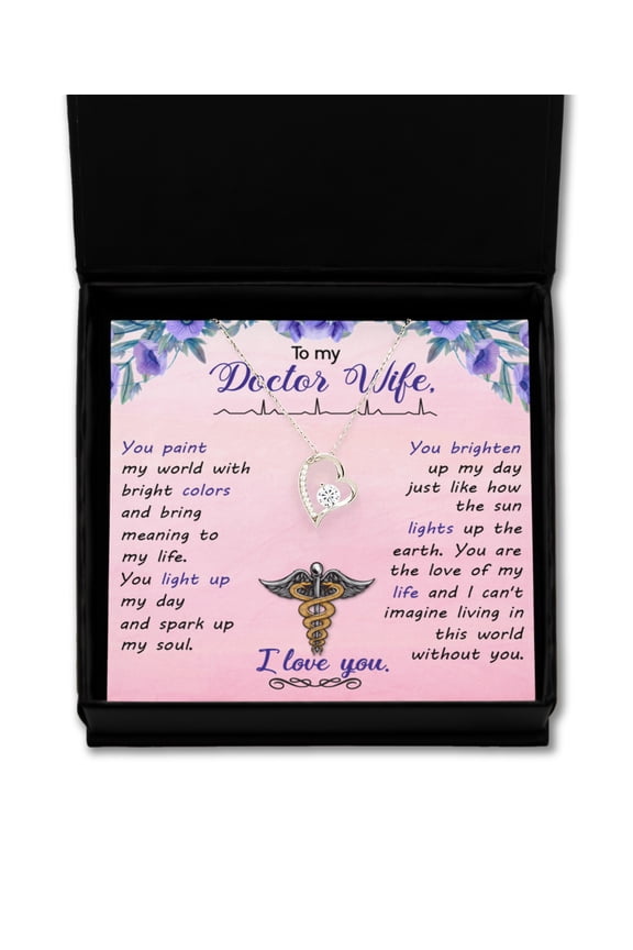 Doctor Wife Gift Necklace, Birthday Gift Necklace For Doctor Wife, Anniversary Gift Necklace For Doctor Wife, Solitaire Crystal Necklace, Gift From Husband