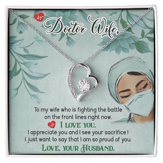 Doctor Wife Healthcare Medical Worker Nurse Appreciation Forever Necklace w Message Card