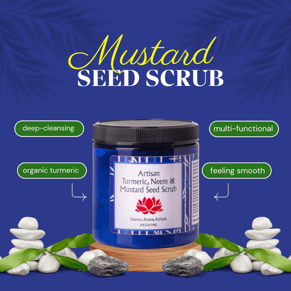 Turmeric Neem Mustard Seed Face Scrub  Deep Cleansing Exfoliating Natural Facial Scrub for Glowing Skin, For oily skin