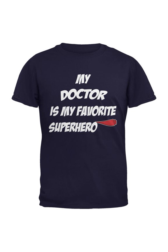 Doctor is My Superhero Navy Adult T-Shirt - Small