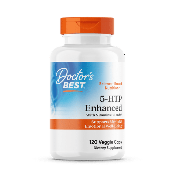 Doctor's Best 5-HTP Enhanced with Vitamins B6 and C, Non-GMO, Vegan, Gluten Free, Soy Free, 120 Veggie Caps