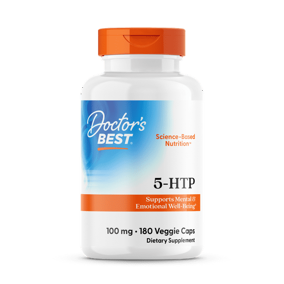 Doctor's Best 5-HTP, Non-GMO, Vegan, Gluten Free, Soy Free, 100 mg, 180 Veggie Caps