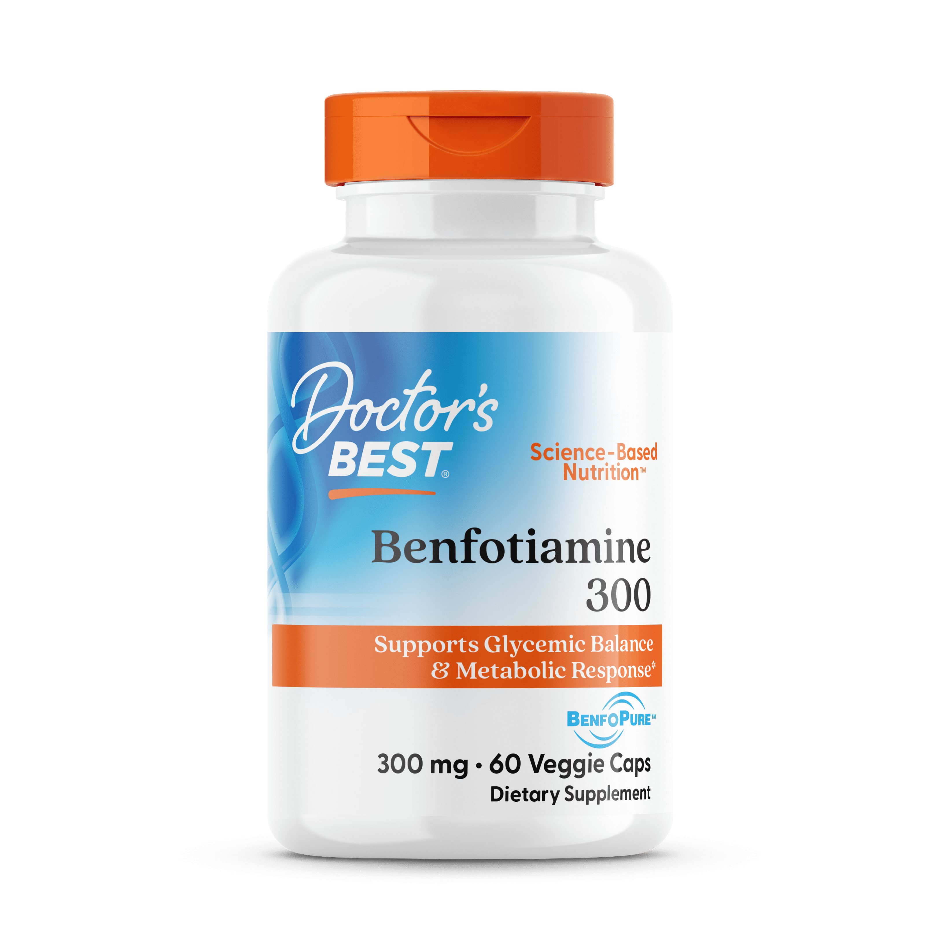 Doctor's Best Benfotiamine + BenfoPure (for Maintaining Blood Sugar Levels) Vegetarian Capsules, 300 Mg, 60 Ct