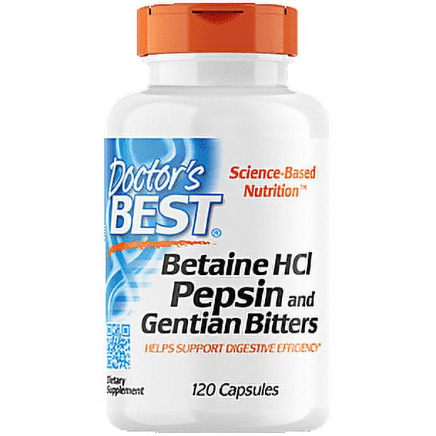 Doctor's Best Betaine HCI Pepsin and Gentian Bitters, NonGMO, Gluten