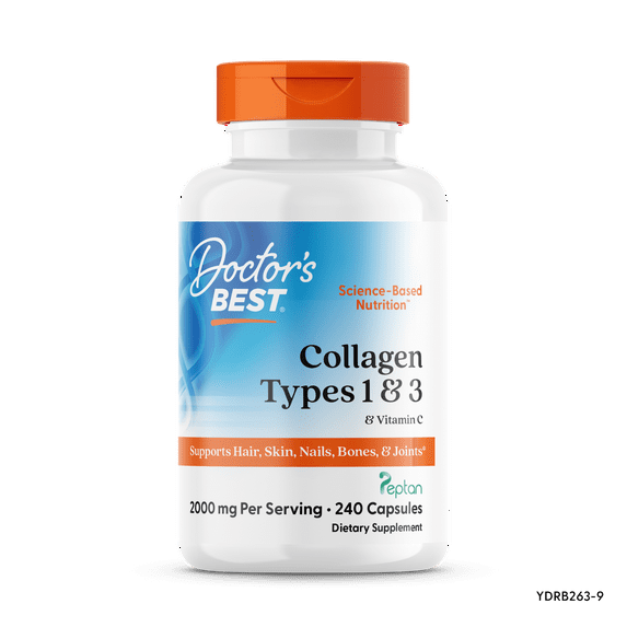 Doctor's Best Collagen (Types 1, 3) + Peptan Capsules, 500 Mg, 240 Ct