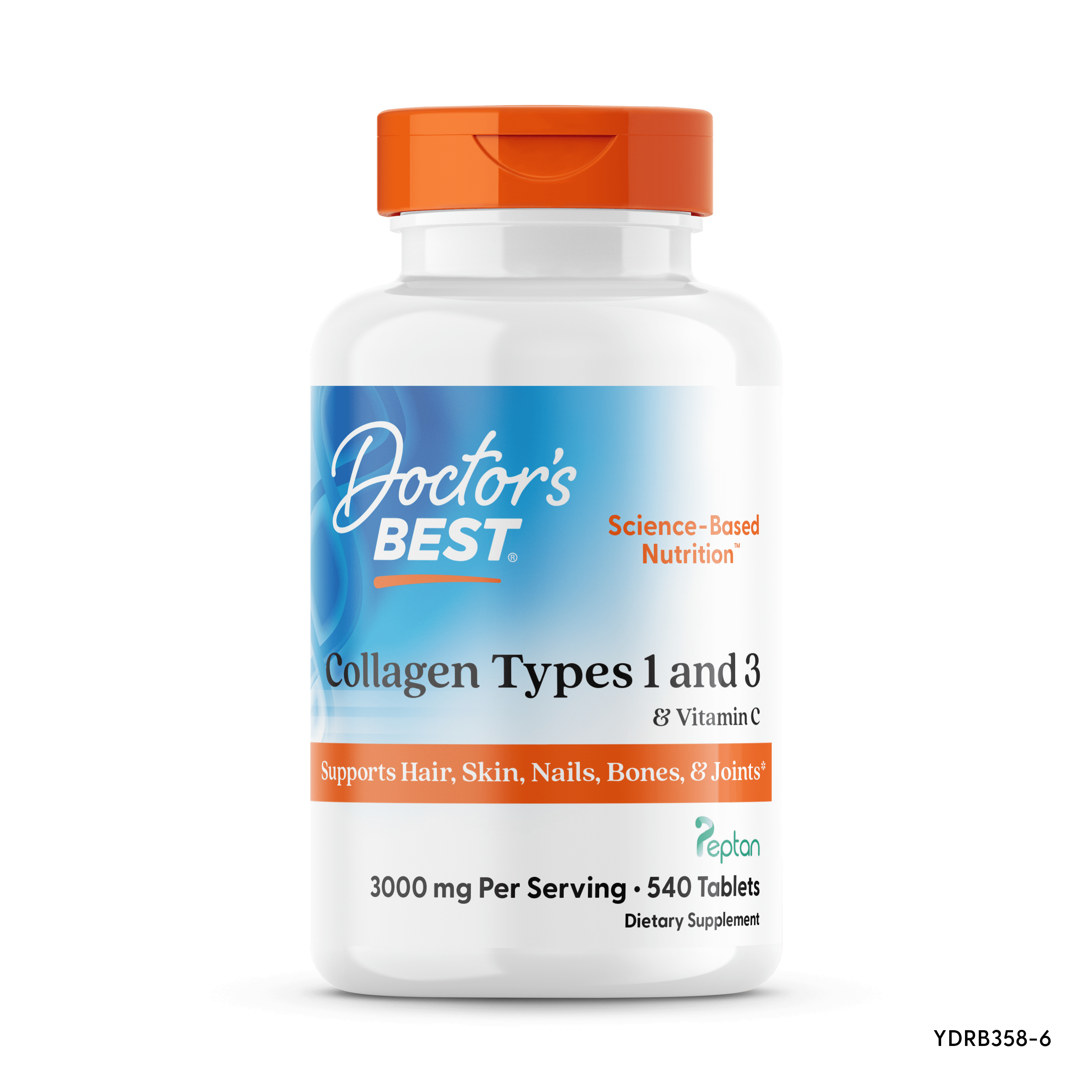 Doctor's Best Collagen (Types 1 and 3) + Peptan Tablets, 1000 Mg, 540 Ct