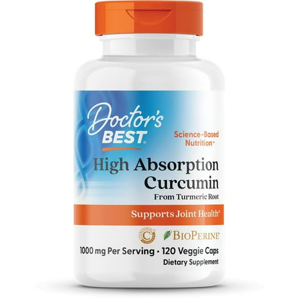 Doctor's Best Curcumin From Turmeric Root, Non-GMO, Gluten Free, Soy Free, Joint support, 500mg Caps with C3 Complex & BioPerine, 120 Veggie Caps
