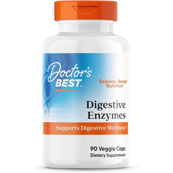 Doctors Best Digestive Enzymes, Supports Digestive Wellness, Non-GMO, Vegetarian 90 Veggie Caps